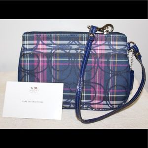 Small Plaid Coach Wristlet